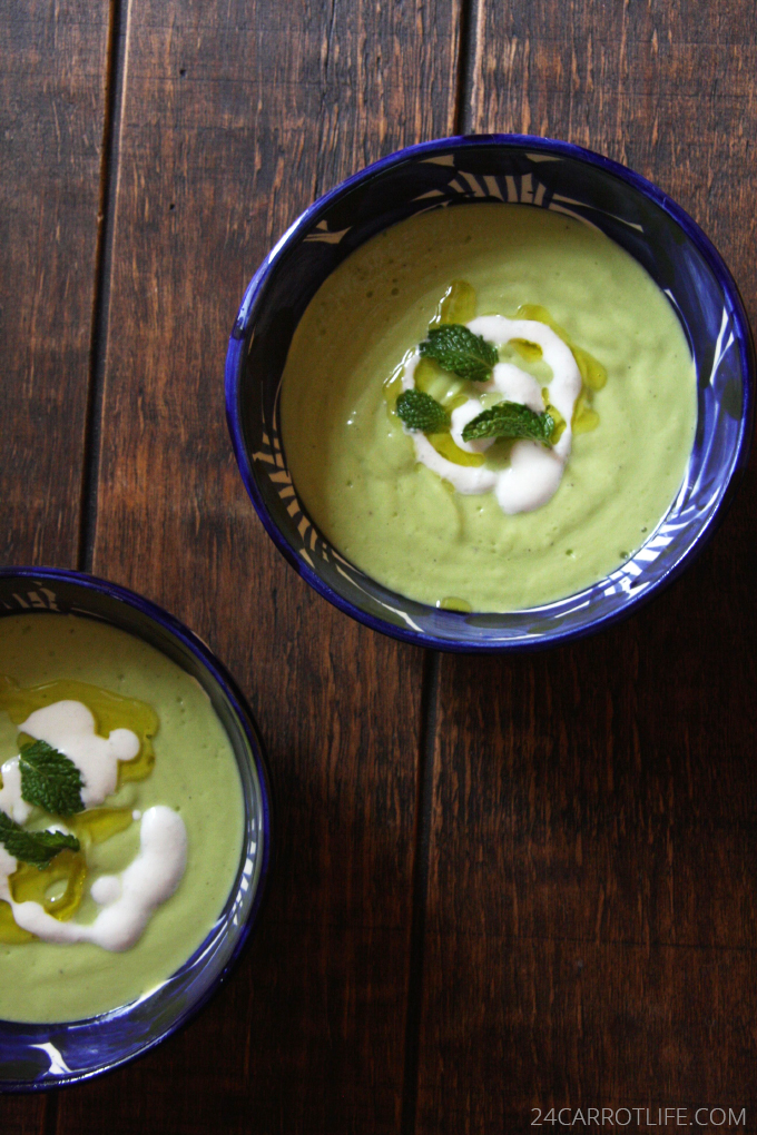Chilled Cucumber Avocado Soup // 24 Carrot Life #healthy #glutenfree