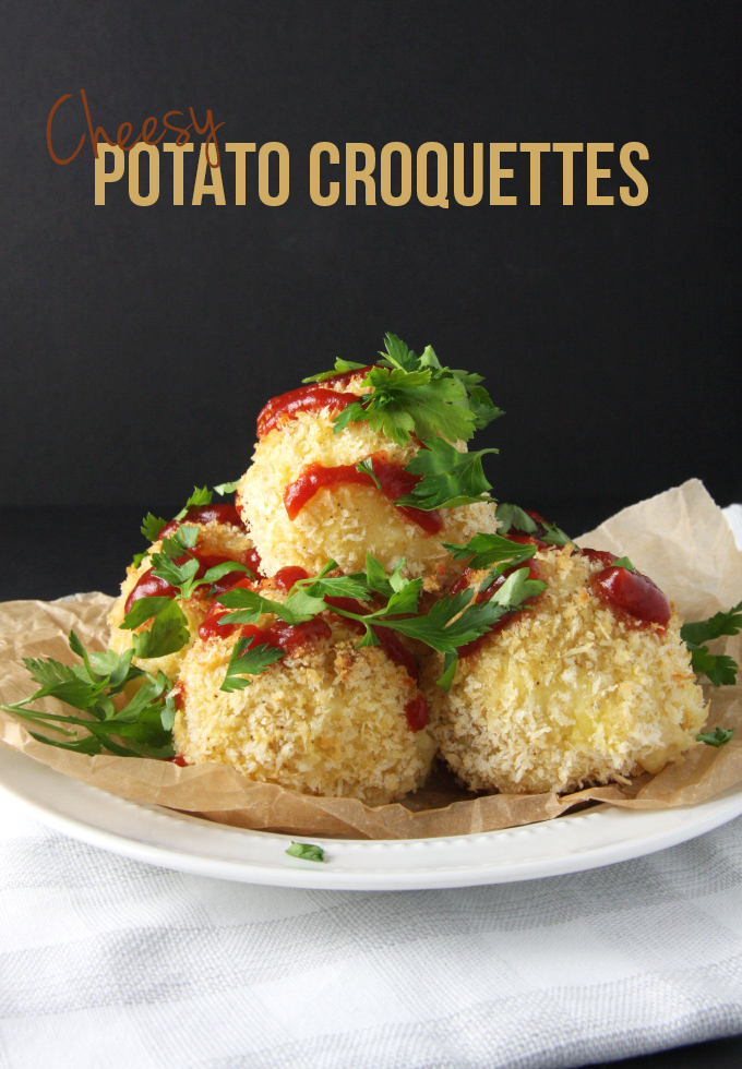 Baked Cheesy Potato Croquettes // 24 Carrot Life #appetizers #ad #healthy #cheddar #potatoes