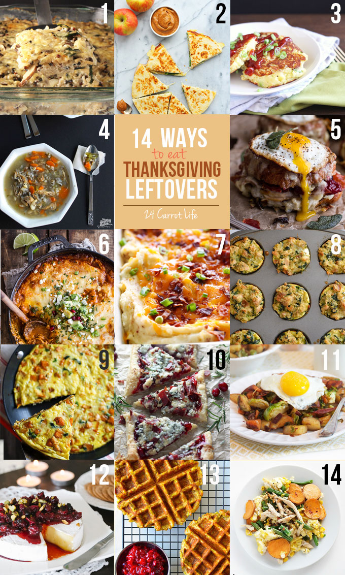 14 Ways to Use Thanksgiving Leftovers // 24 Carrot Life #thanksgiving #leftovers